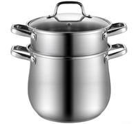 304 Stainless Steel Stockpot with Steamer Insert and Glass Lid