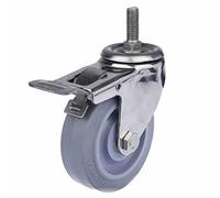 304 Stainless Steel Swivel Casters 3" & 4" PU Polyurethane Wheels Silent & Rustproof Heavy Duty 1 Piece (Includes Brake)