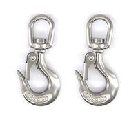 304 Stainless Steel Swivel Eye Lifting Hook American Type Safety Hook Rigging Accessory with Round Eye Working Load 150 KG-2PCS 3/16"