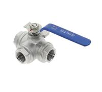 304 Stainless Steel T/L Type 3 Way Ball Valve 1/4 3/8 1/2 3/4 1" Female Full Port for Water Oil Air Gas DN25 DN10 DN15 DN20(1/2",L Type)