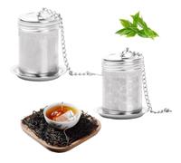 304 Stainless Steel Tea Filters, 2 Pcs Tea Infusers with Threaded Lid, Tea Strainers with 10cm Chain Hook & Drip Tray, Extra Fine Meshed Tea Sieve Diffuser, Tea Steeper for Loose Leaf Tea/Seasonings