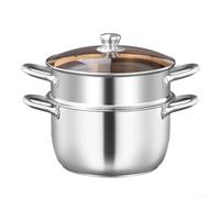 304 Stainless Steel Thickened Soup Pot 5L with Two Ears for Secure Grip Induction Compatible Suitable for Home Kitchen Use and Various Cooking Needs (A)