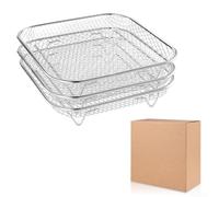 304 Stainless Steel Three-Layer Stackable Steamer Rack - for Steaming, Drying & Air Frying - Dishwasher Safe Kitchen Tool for Small Kitchens, 3-P