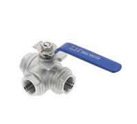 304 Stainless Steel Three-Way Ball L Type T Type 1/4" 3/8" 1/2" 3/4" 1" DN8 DN10 DN15 DN20 DN25 Female Thread(T Type,DN10)