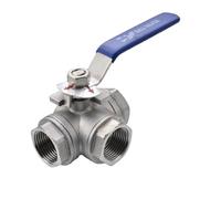 304 Stainless Steel Three-Way Ball Valve L-Shaped T-Shaped Internal Thread Q14/15-16 Water Valve Pipeline Conversion Valve 1/4 inch 1 inch(1/4 inch T Type)
