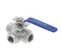 304 Stainless Steel Three-Way Ball Valve L Type T Type 1/4" 3/8" 1/2" 3/4" 1" DN8 DN10 DN15 DN20 DN25 BSPT Female Thread(DN50,T Type)