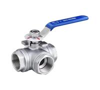 304 Stainless Steel Three-Way Ball Valve with Switch Buckle L/T Type one in and Two Out Inner Wire Valve Switch(3/4",T-Type)