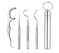 304 Stainless Steel Toothpick Set,Tooth Hook Reusable Dental Picks Portable Metal Toothpicks Holder for Outdoor Picnic Camping and Travel