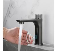 304 Stainless Steel Touchless Infrared Faucet, Adjustable Hot & Cold Water Control, Modern Silver & Black h for Kitchen & Bathroom, Hygienic & Energy Efficient