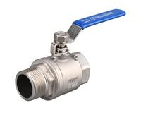 304 Stainless Steel Two Piece Ball Valve,1/4 3/8 1/2" 3/4" 1" 2" Female to Male Thread Water Gas Oil Switch Fitting Adapter, 1pcs(1-1/4")
