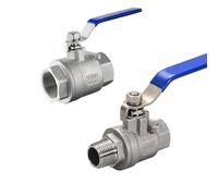 304 Stainless Steel Two Piece Ball Valve 1/4 3/8 1/2 3/4 2 Lnch Full Port Switch Adapter 1Pcs(1l4,Female)