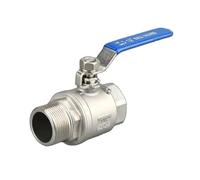 304 Stainless Steel Two Piece Ball Valve 1/4" 3/8" - 2" BSPT Thread Female and Male Thread Fitting Adapter(3/4")