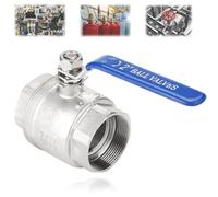 304 Stainless Steel Two-piece Full Port Female Thread Ball Valve 2" DN50 1000 WOG,Lever Blue Handle, Small Volume and Light Weight,