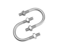 304 Stainless Steel U-Shaped Buckle Clip, M6 U-Shaped Screw Pipe Clamp with Baffle Nut Combination 2set(M6x33x53mm)