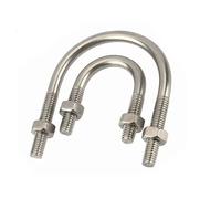 304 Stainless Steel U-Shaped Screw Horseback Hoop U-Shaped Bolt Clip Pipe M6/M8/M10/M12(M6x33x53-5set)