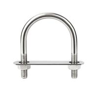 304 Stainless Steel U Type Clamp with Plate Nuts, Length 32-160mm M6 Round U Shape Pipe Fixed Buckles 4pcs(M6x18x36mm)