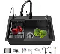 304 Stainless Steel Under-Mount Kitchen Sink with Tap & Soap Dispenser - 60x45CM Design for Easy Installation & Modern Elegance