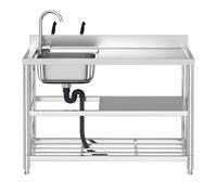 304 Stainless Steel Utility Sink, Freestanding Kitchen Sink with Faucet for Garage, Shop, Laundry(100x50x80cm(39.4x20x31.5in))