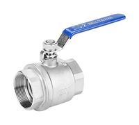 304 Stainless Steel Valve, Two-Piece Full Port Female Thread Valve with Insulated Lever Blue Handle, DN50 1000 WOG Compact Lightweight for Water Oil Gas