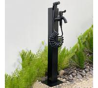 304 Stainless Steel Vertical Garden Water Column, Freestanding Hose Stand with Lock Faucet, Outdoor Antifreeze Faucet Dispenser Hydrant Water Feature Fountain, for Irriga
