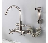 304 Stainless Steel Wall-Mounted Kitchen Faucet - Concealed Hot & Cold Sink Tap, Single Lever Spray, Universal Rotation for Laundry & Pool, Durable & Stylish Design