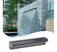 304 Stainless Steel Waterfall Spillway for Backyard Garden Pond Fountains 48in Customizable Water Feature with Wide Outlet Design - No LED Light