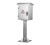 304 Stainless Steel Weatherproof Junction Box, Outdoor Power Project Enclosure, Dual Slope Ventilated Design, Floor-standing with Bottom Openings (10x24x6in)