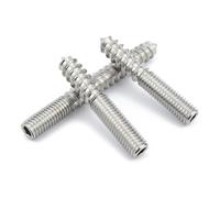 304 Stainless Steel Wooden Screw Hexagon Socket Double Head Pointed Tail Thread One End Set Self Tapping Screw M6(M8-100 1pcs)