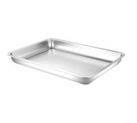 304 Steel Square Tray and Serving, Commercial Restaurant Platter with Stackable, Heat Resistant Induction and Oven Use, Silver, 31x21x3cm (32 * 22 * 2CM)