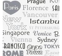 304671 - Boys & Girls Famous Cities Grey White As Creation Wallpaper