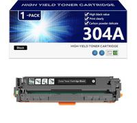 304A CC530A CC531A CC532A CC533A Toner Cartridge Extra High Yield Compatible for HP Color laserJet CP2020 2024 2025 2026 2027 2024n 2024dn 2025n 2025dn 2025x Printers, Clear and Sharp,Black-1 pack