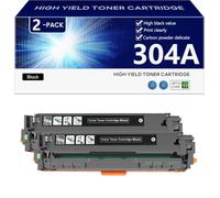 304A CC530A CC531A CC532A CC533A Toner Cartridge High Capacity Replacement for HP Color laserJet CP2020 2024 2025 2026 2027 2024n 2024dn 2025n 2025dn 2025x 2026n Printer,Black-2 pack