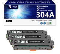 304A CC530A CC531A CC532A CC533A Toner Cartridge High Capacity Replacement for HP Color laserJet CP2020 2024 2025 2026 2027 2024n 2024dn 2025n 2025dn 2025x 2026n Printer,Black-3 pack