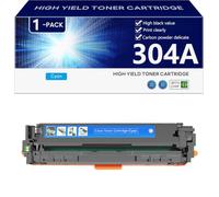 304A CC530A CC531A CC532A CC533A Toner Cartridge High Capacity Replacement for HP Color laserJet CP2020 2024 2025 2026 2027 2024n 2024dn 2025n 2025dn 2025x 2026n Printer,Cyan-1 pack