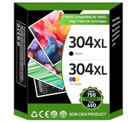 304XL Ink Cartridges Black and Colour Combo Pack Replacement for HP 304 Ink Cartridges Printer Ink 304XL for HP Envy 5010 5020 5032 5030 5000 DeskJet 3760 3762 2600 2620 2630 2633 3720 3750