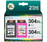 KEENKLE 304XL High Yield Ink Cartridges Compatible for HP 304XL for DeskJet 2620 2622 2630 2632 2633 2634 3720 3730 3733 3735 3750 ENVY 5010 5020 5030 5032 5055 AMP 120 131 (2-Pack, Black and Colour)