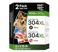 304XL Printer Ink Cartridges Compatible for HP 304 Ink, 1Black 1Tri-Colour | 304 XL 304 Black and Colour Replacement for HP Envy 5010 5020 5032 5030 5000 DeskJet 3760 3762 2600 2620 2630 2633 3720 3750
