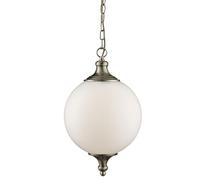 3051AB Antique Blass and Opal Globe Pendant Light