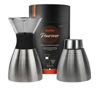asobu Insulated Pour Over Coffee Maker with Glass Carafe - Silver and Black - Stainless Steel - 900 ml