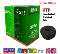 305m CAT5e Ethernet Network RJ45 Gigabit Cable 4Pair UTP Pull Reel Box Black