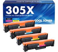 305X Toner Cartridge: 4-Pack Compatible for HP 305X 305A for M451dw M451dn 451nw M475dn M375nw M351a M476nw M476dn CE410X CE411A CE412A CE413A Series Printer（Black Cyan Magenta Yellow）
