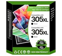 305XL Ink Cartridges Black Replacement for HP 305 Ink Cartridge,305 Printer Cartridges for HP DeskJet 2710 2720e 2722 2700 DeskJet Plus 4100 4120 Envy 6000 6020e Pro 6400 6430 Printer(2 Black)