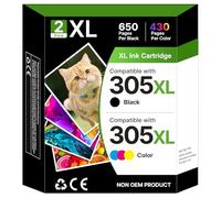 305XL Ink Cartridges Combo Replacement for HP 305 Ink Cartridges Black and Colour,Printer Ink 305 XL for HP DeskJet 2810e 2820e 2700 2710e 2720e 2700e 2722e 2800e Envy 6000 6020e 6032e 6400(2 Pack)