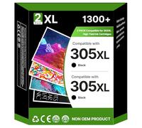 RUDGUZ 305XL Ink Cartridges Replacement for HP 305 XL Ink Cartridges for HP DeskJet 2320 2710 2720 2721 2722 2723 2724 Plus 4110 4120 Envy 6010 6020 Pro 6420 6422 6430 6432 printers (2-Pack, Black)