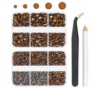 3060PCS Dark Brown Resin Rhinestones for Crafting Crystal Chocolate Stones Crystals Diamonds 2mm-6mm Non-Hotfix Gems Charms Supplies for Nails Face Eyes Makeup Tumblers DIY Crafts Clothes Shoes