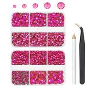3060PCS Rose Pink Resin Crystal Rhinestones for Crafts Light Hot Pink Flatback Resin Rhinestones 2mm 3mm 4mm 5mm 6mm Non-Hotfix Stones Diamonds Crystals Gems for Tumblers Mugs Bottles DIY Face