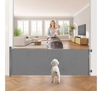 306cm Reinforced Retractable Stair Gate 86cm Tall, Retractable Baby Gate with Reinforced Strip Design to Prevent Crawling Through, 120 inch Wide 34 inch Tall Retractable Dog Gate for Doorways,Hallways