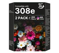 308e (XL) Black and 308e (XL) Colour Ink Cartridge High Page Combo Pack Compatible for HP 308 308e Ink Cartridges for HP Envy 6122e 6532e 6520e 6132e 6530e 6120e 6110e 6558e 6110e 6130e (2-pack)