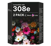 308e (XL) Black and 308e (XL) Colour Ink Cartridge High Page Combo Pack Compatible for HP 308 308e Ink Cartridges for HP Envy 6122e 6532e 6520e 6132e 6530e 6120e 6110e 6558e 6110e 6130e (2-pack)