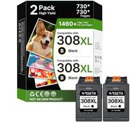 308XL Black Ink Cartridge Replacement for HP 308 308xl, 2-Black,1460+ Pages | Replacement for Original HP 308 Black for HP Envy Envy 6122e 6130e 6132e 6520e 6530e 6532e 6152e 6558 Deskjet 2910 2920 2921